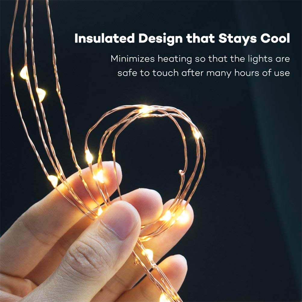 SHUKAN 220 LED Firefly Bunch Lights, Waterproof Copper Wire, 8 Flashing Modes, Warm White, Battery Operated, Remote Controlled