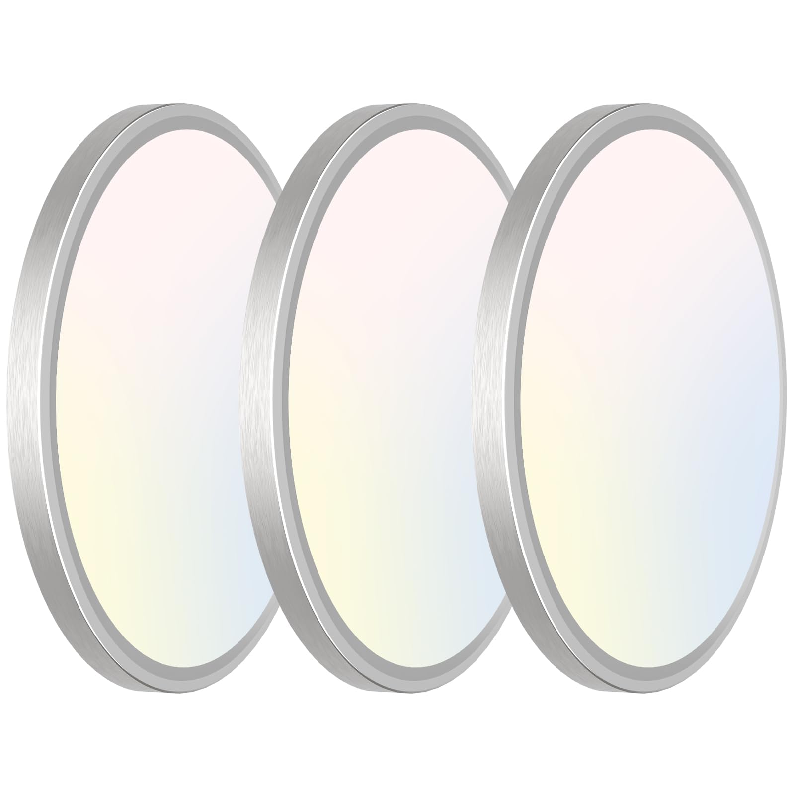 libtit 3 Pack 7 Inch Led Ceiling Light Flush Mount Nickel Brushed, 15W Light Fixtures Ceiling Mount, 3000K/4000K/6500K Color Opt
