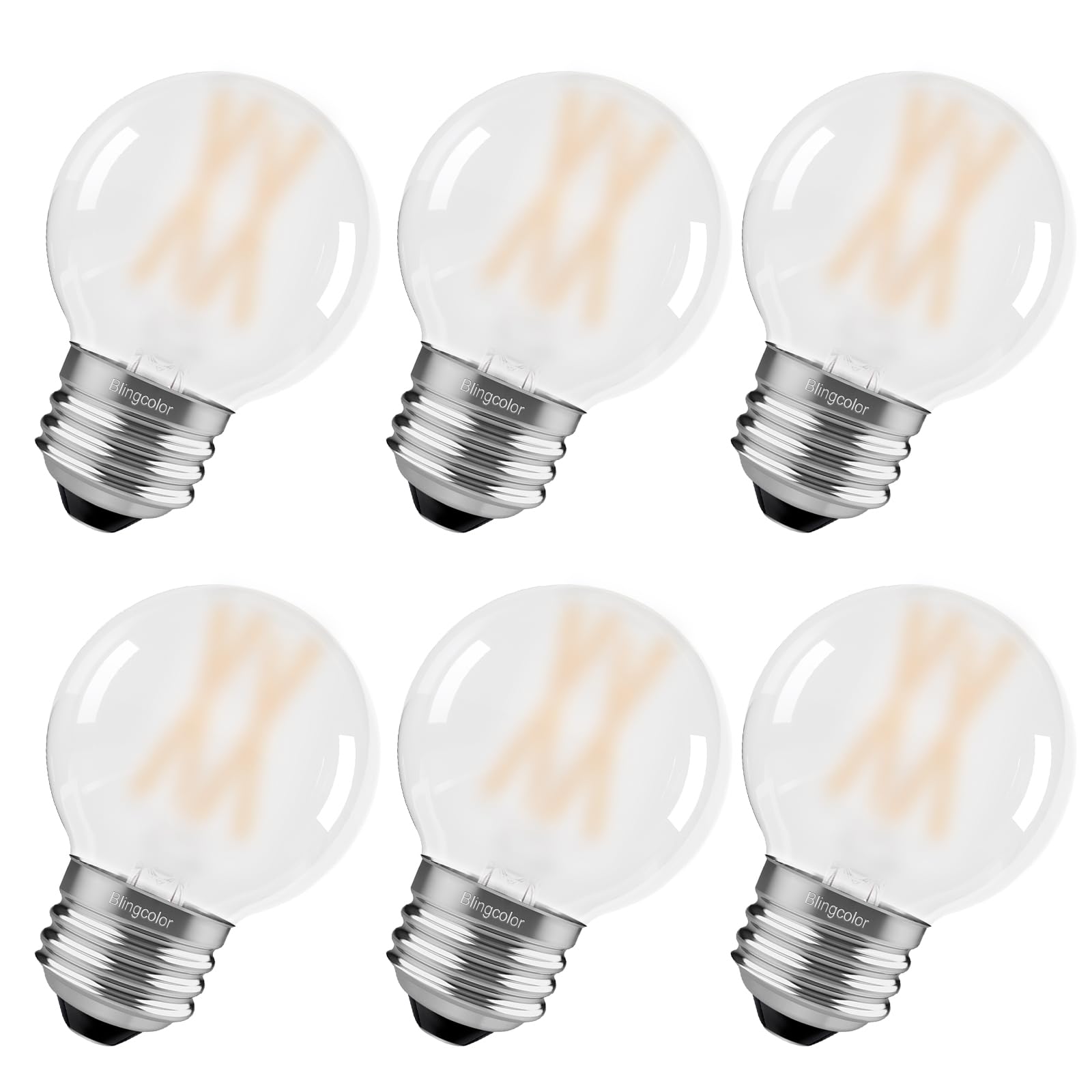 6 Pack G16.5 Frosted Led Bulbs, E26 Led Bulb 60 Watt Equivalent, 6W Dimmable G16 1/2 Led Edison Bulb 3000K Soft White, 6W E26 Le