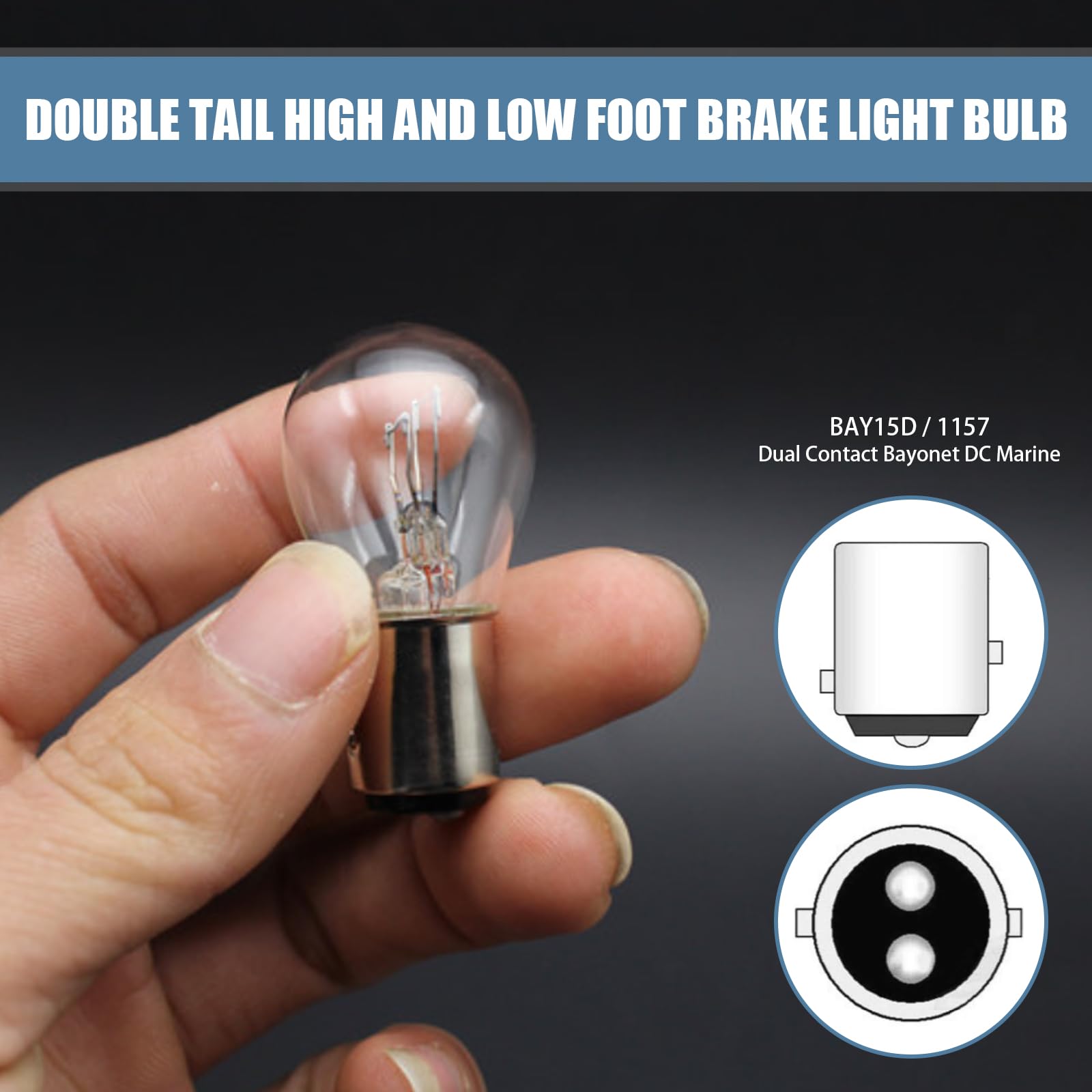 Flygun 1157 P21/5W S25 BAY15D Halogen Light Bulb, 10 PCS, White, Model FUNSCD2020WH-10PCS, Double Tail Brake