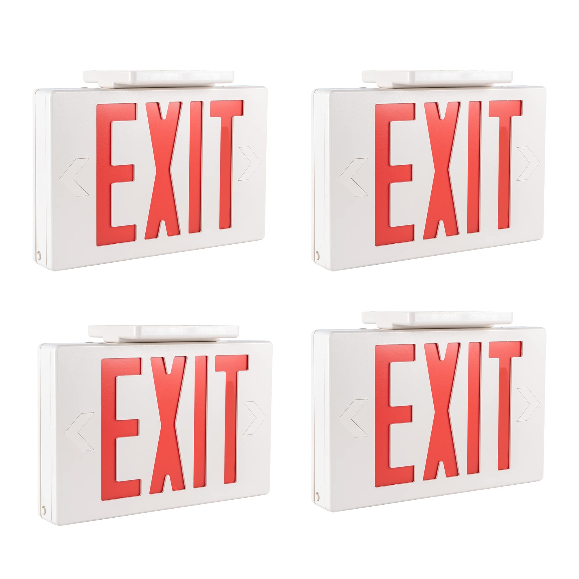 Gruenlich Led Exit Sign, Emergency Light With Double Face And Back Up Batteries- Us Standard Red Letter Exit, Ul 924 Qualified, 120/277 Voltage, 4-Pack