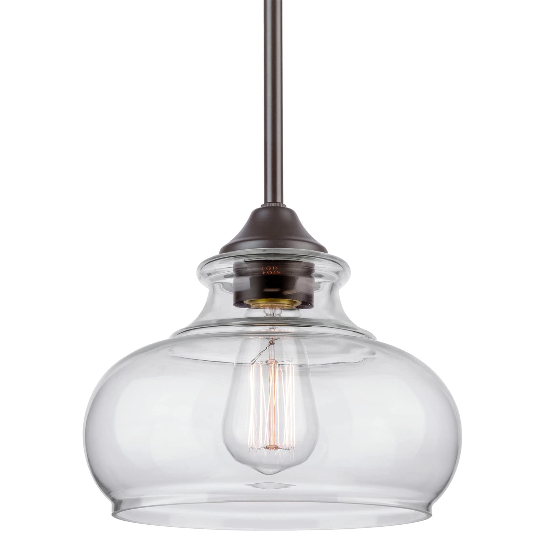 Kira Home Harlow 9in Industrial Pendant Light, Oil Rubbed Bronze, Adjustable Height, Model RV-CP6802-OB