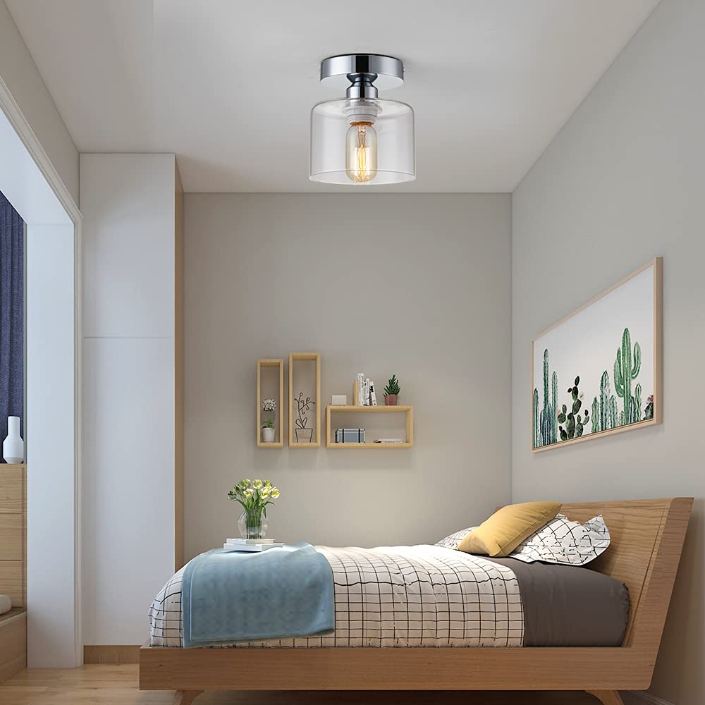 Modern Semi Flush Mount Ceiling Light, Rustic Ceiling Light Fixture For Closet, Hallway, Kitchen, Dining Room, Hallway, Farmhous