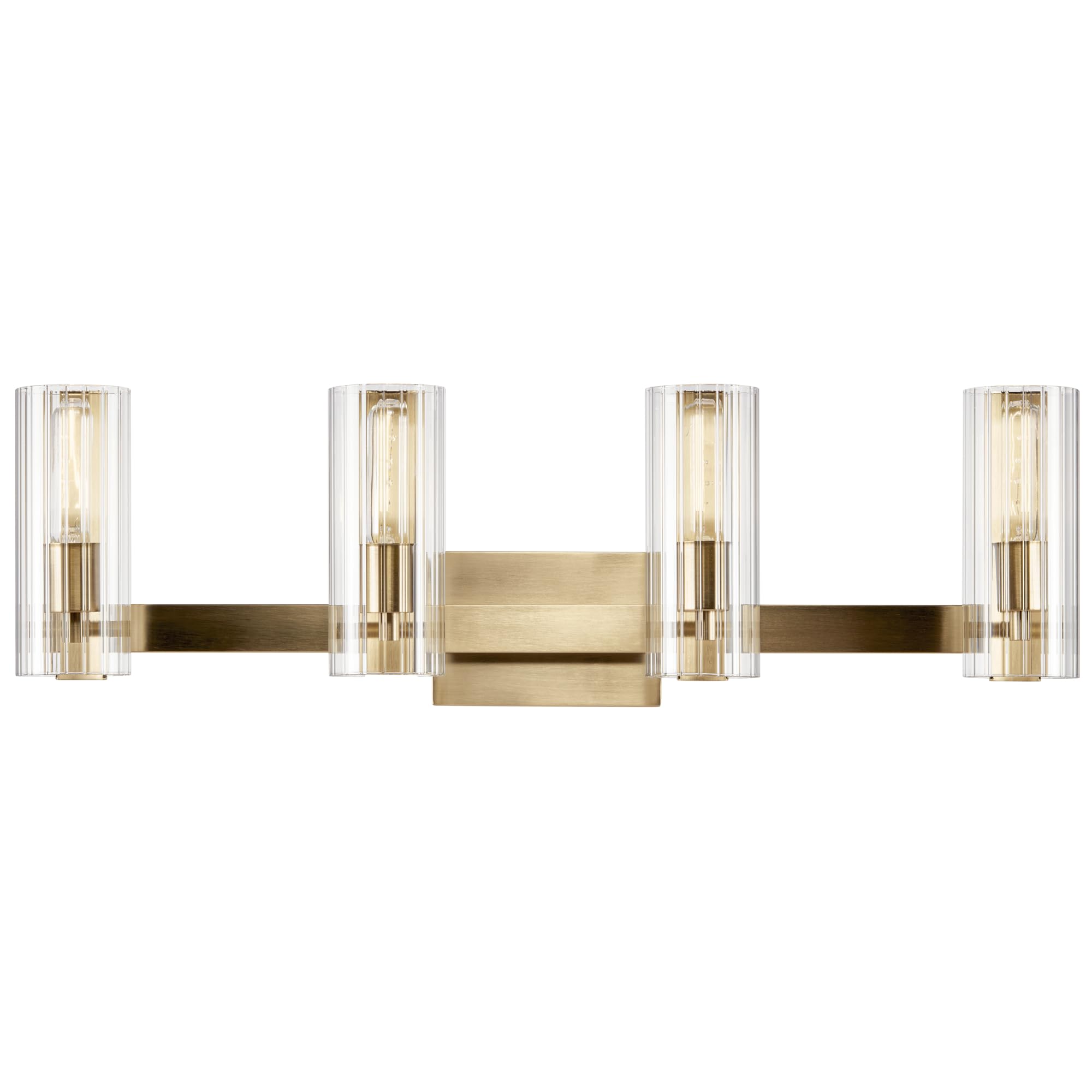 Kichler Jemsa 32'' Vanity Light, 4-Light Modern Bathroom Light Fixture With Clear Fluted Glass In Champagne Bronze, For Bathroom