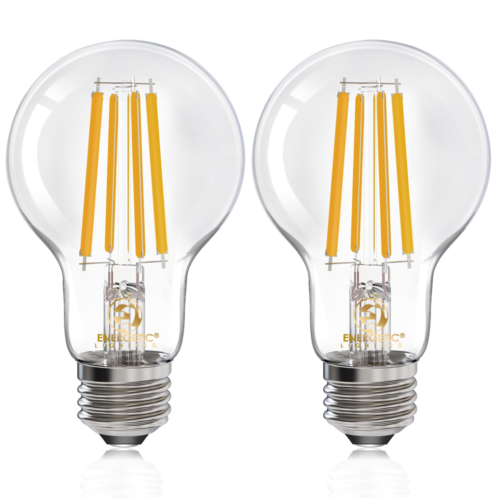 Energetic Dimmable A19 Led Edison Light Bulb, 12W Equivalent 100W, 1600Lm High Brightness, 2700K Soft White, Clear Antique Led F
