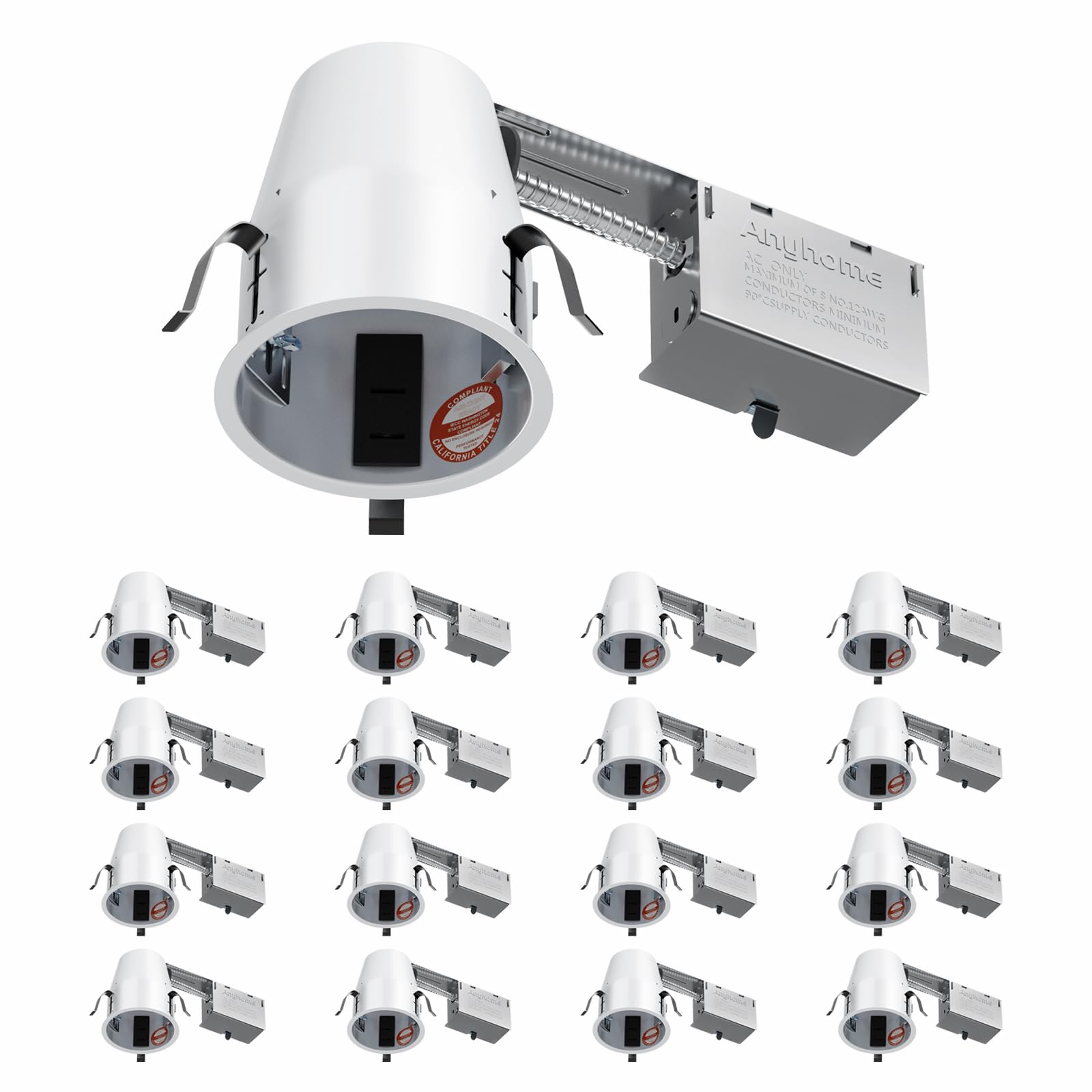 Anyhome 12 Pack 4 Inch Recessed Lighting Housing Remodel, 2024 Version IC Rated & Air Tight General Can Light Housing, Recessed 