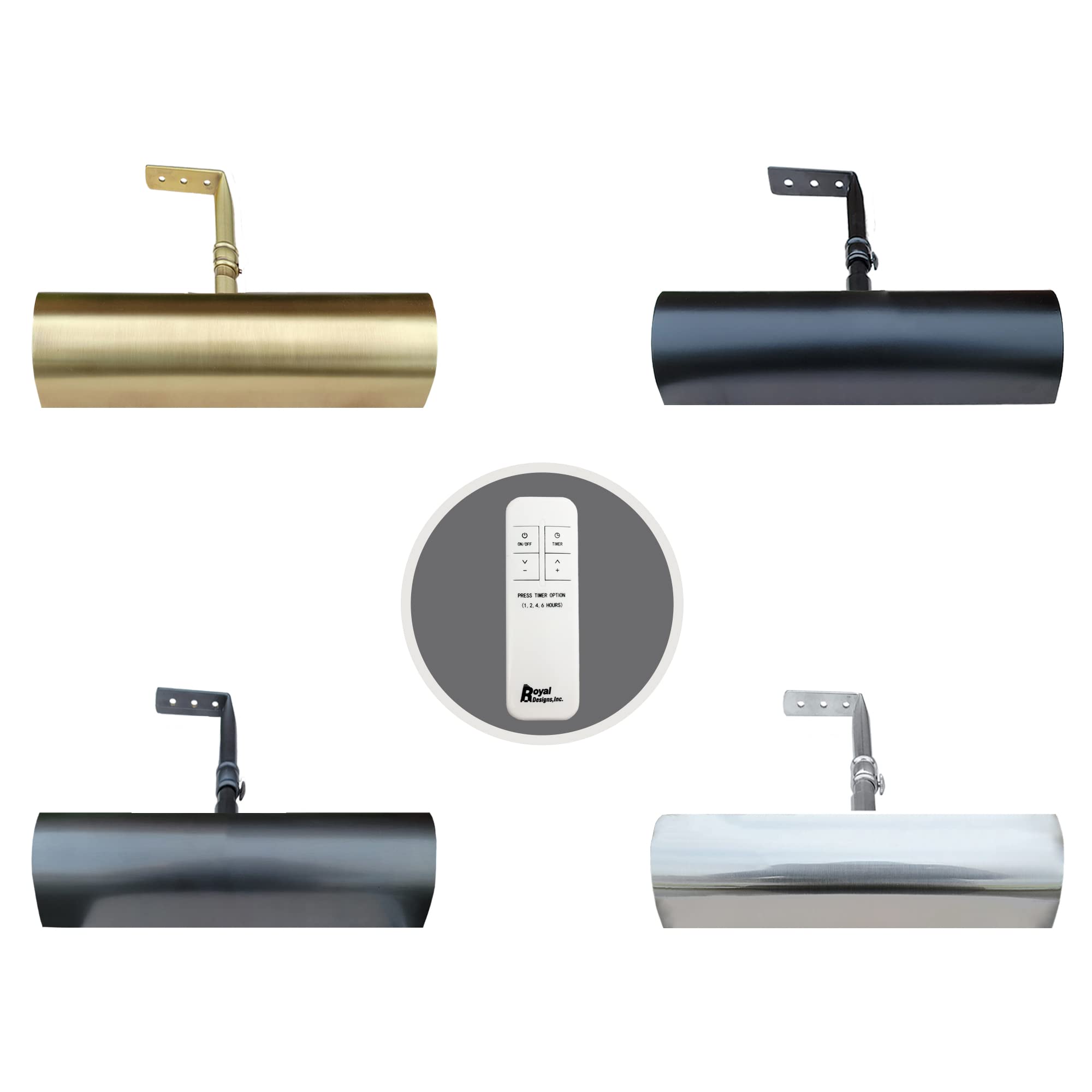 Royal Designs, Inc. Cordless Remote Control LED Picture Light, Dimmable with Timer Function, Brushed Satin Brass, 12.75 inch