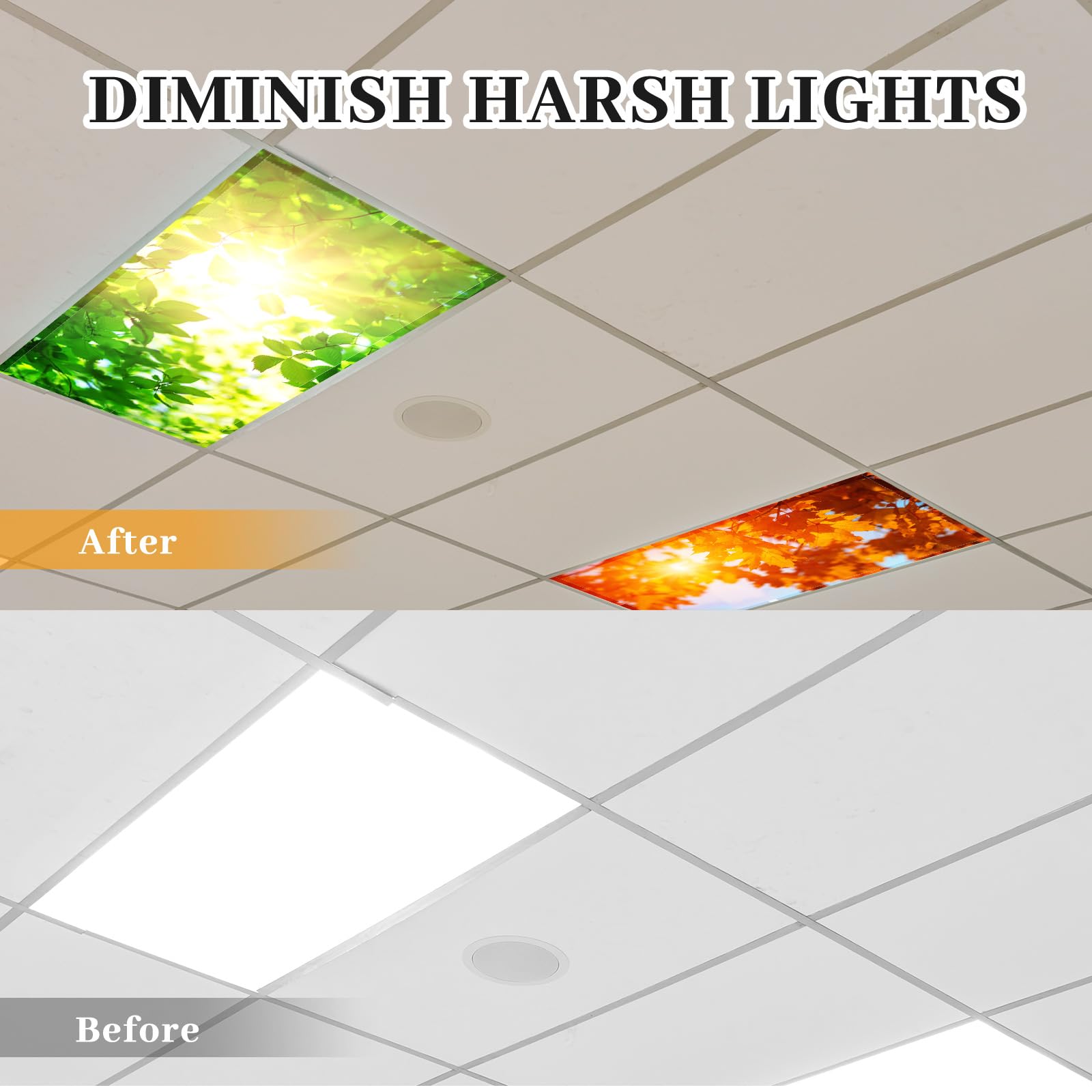 ROCEEI Fluorescent Light Covers, 4 Pack, Magnetic, 4 x 2 Ft, Polyester, Sunshine Color, Model ROCEEI-AKD6532