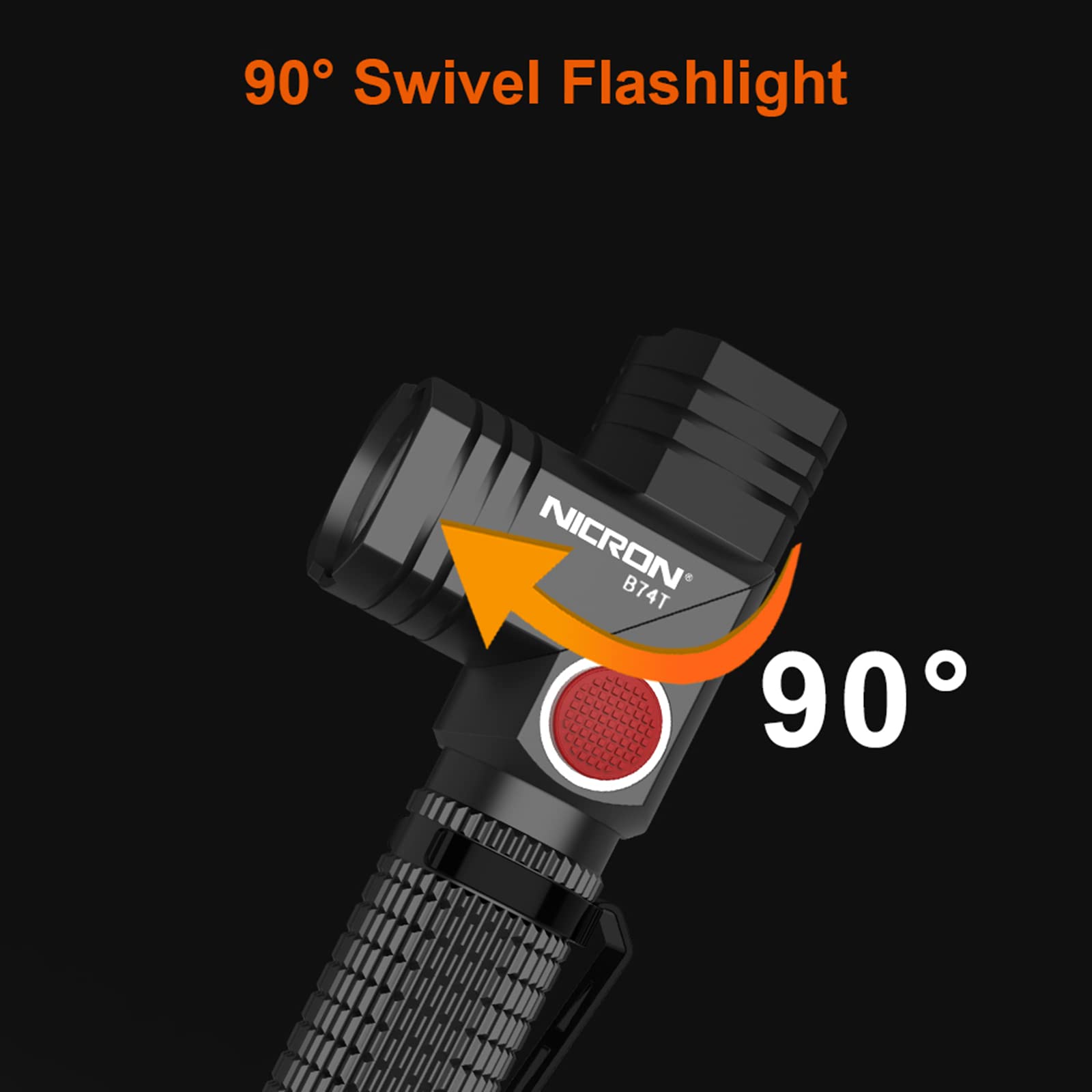 NICRON B74T Red Light Flashlight, Rechargeable LED White Light 700 Lumen with Magnetic Base, Clip, IP65 Waterproof for Camping,