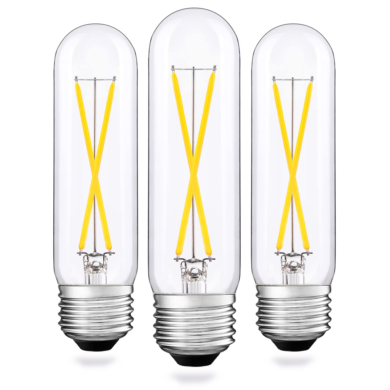 T10 Led Bulb  Dimmable 2W Tubular Chandelier Bulb  25Watt Equivalent Ceramic Christmas Tree Bulbs  5000K Daylight  Clear Glass  Antique E26 Light Bulbs For Pendant Desk Cabinet Display Lamp  3 Pack