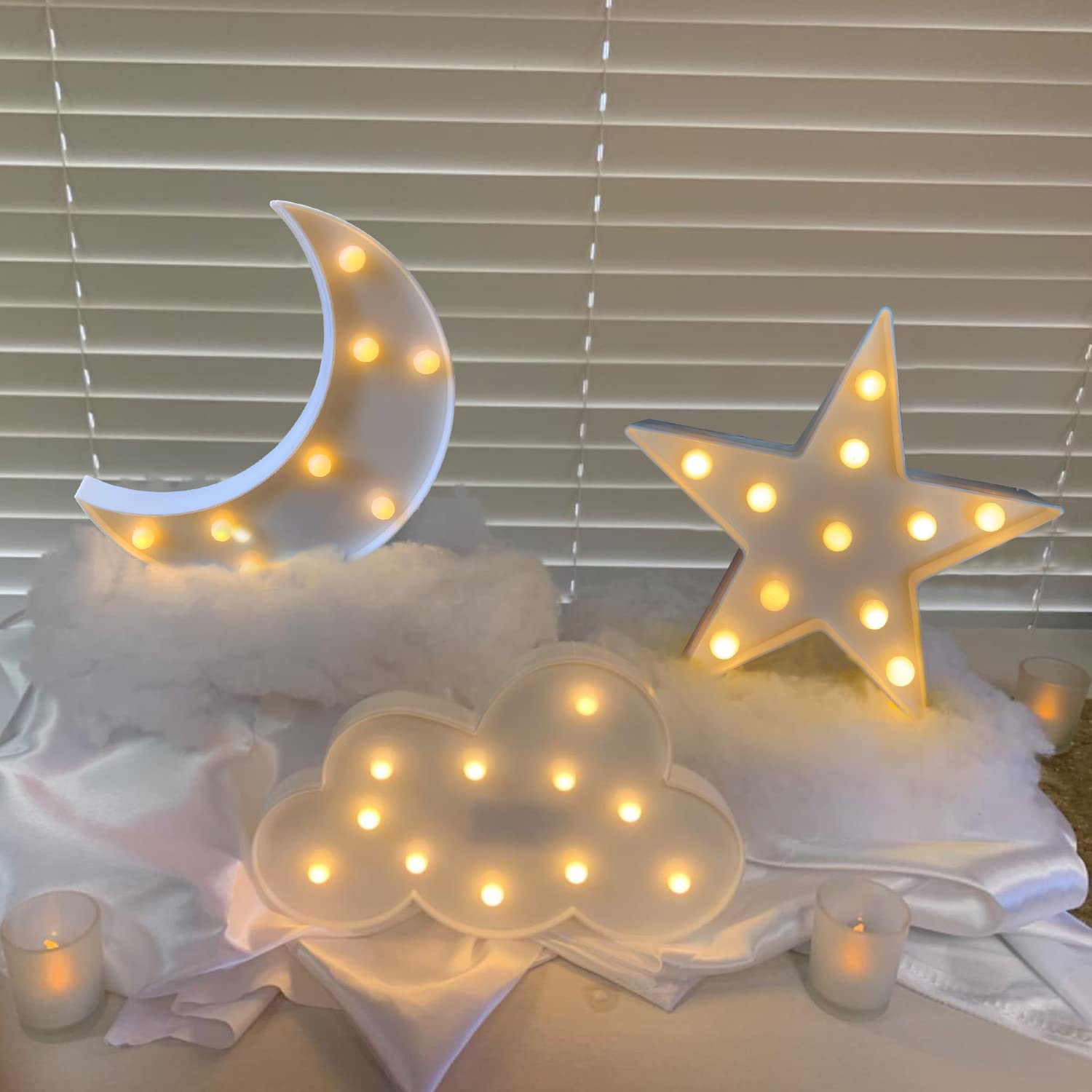 ZUOVAOV Night Light - Stars Moon Clouds Logo, Plastic Decorative Art Lamp, White