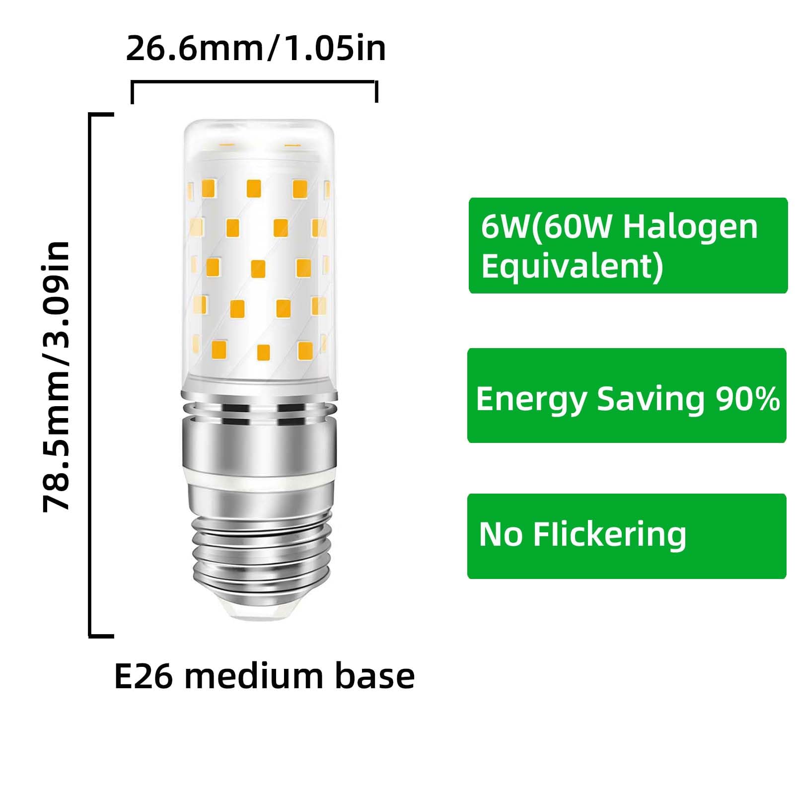 Opxeluyo E26 Led Light Bulbs Dimmable 6W Equivalent 60W Halogen 600Lm Ac 120V Warm White 3000K Pack Of 5 E26 Medium Base Bulb