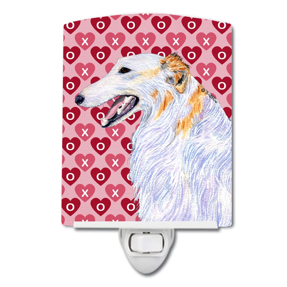 Carolines Treasures Ceramic Night Light, Borzoi Hearts Design, UL-Certified, 6x4x3 inches, Multicolor, Model SS4475CNL