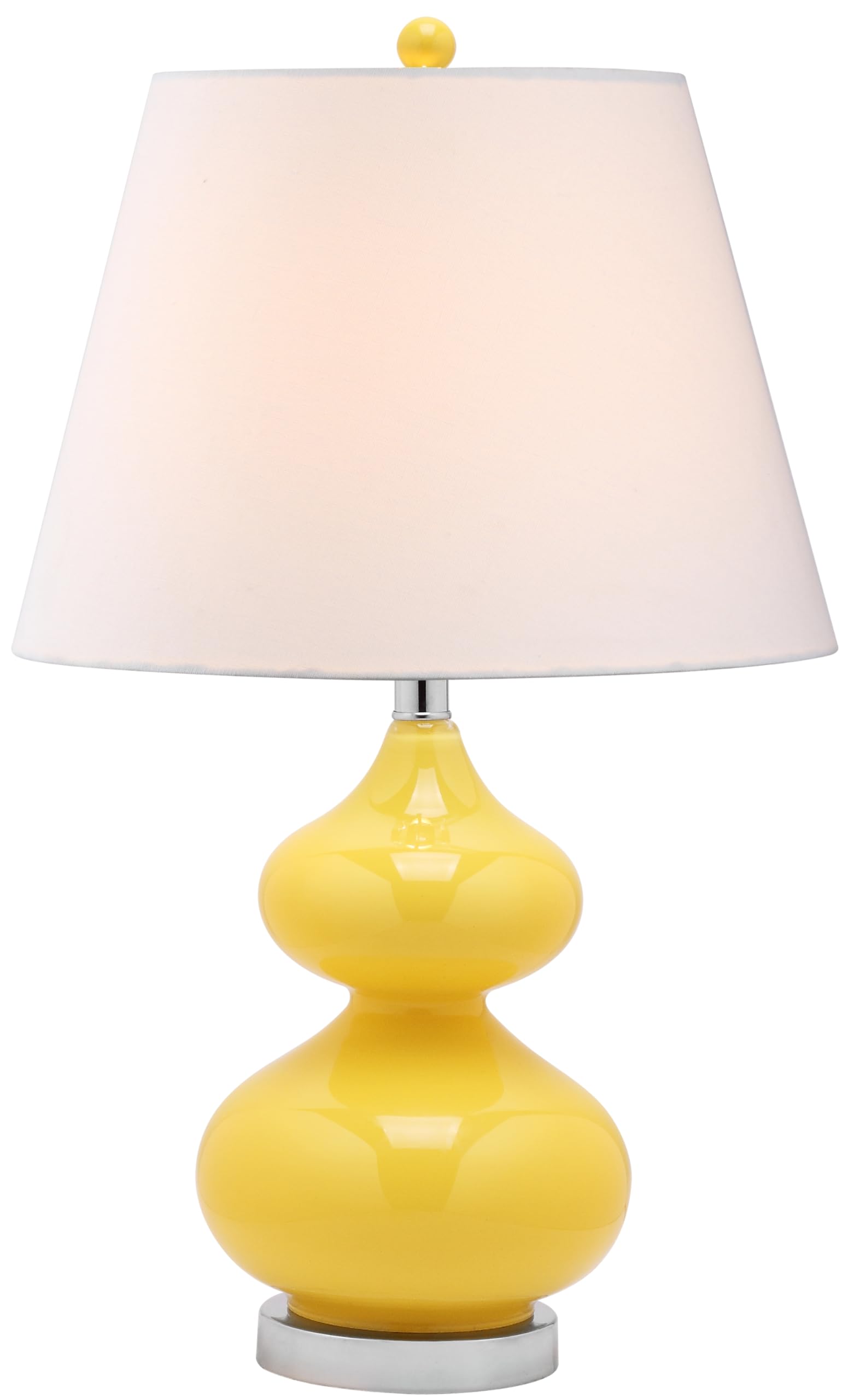 SAFAVIEH Lighting Collection Eva Modern Contemporary Yellow Double Gourd Glass 24-inch Bedroom Living Room Home Office Desk Nigh