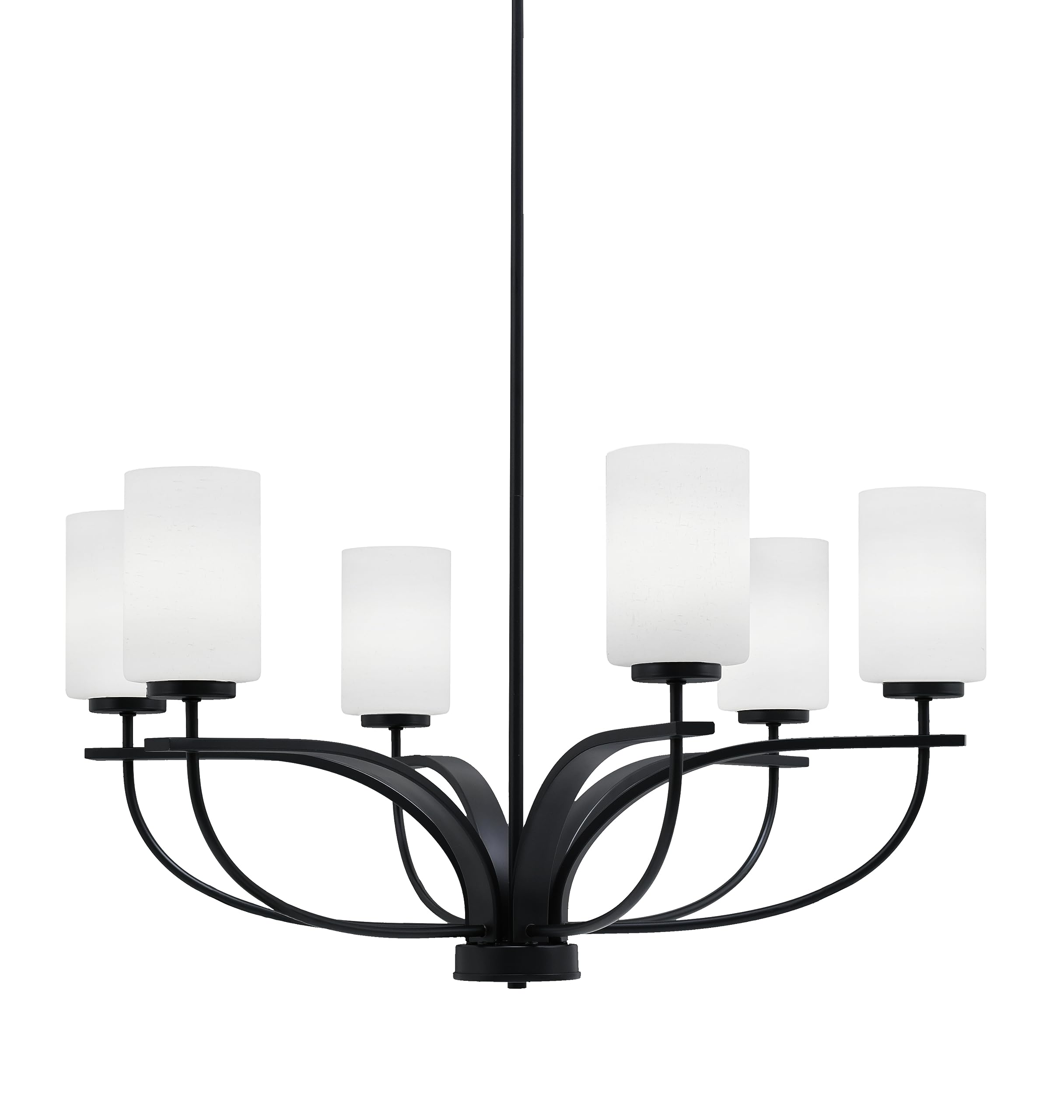 Cavella 3 Light Island Light Shown in Matte Black Finish with 12&quot; White Marble Glass