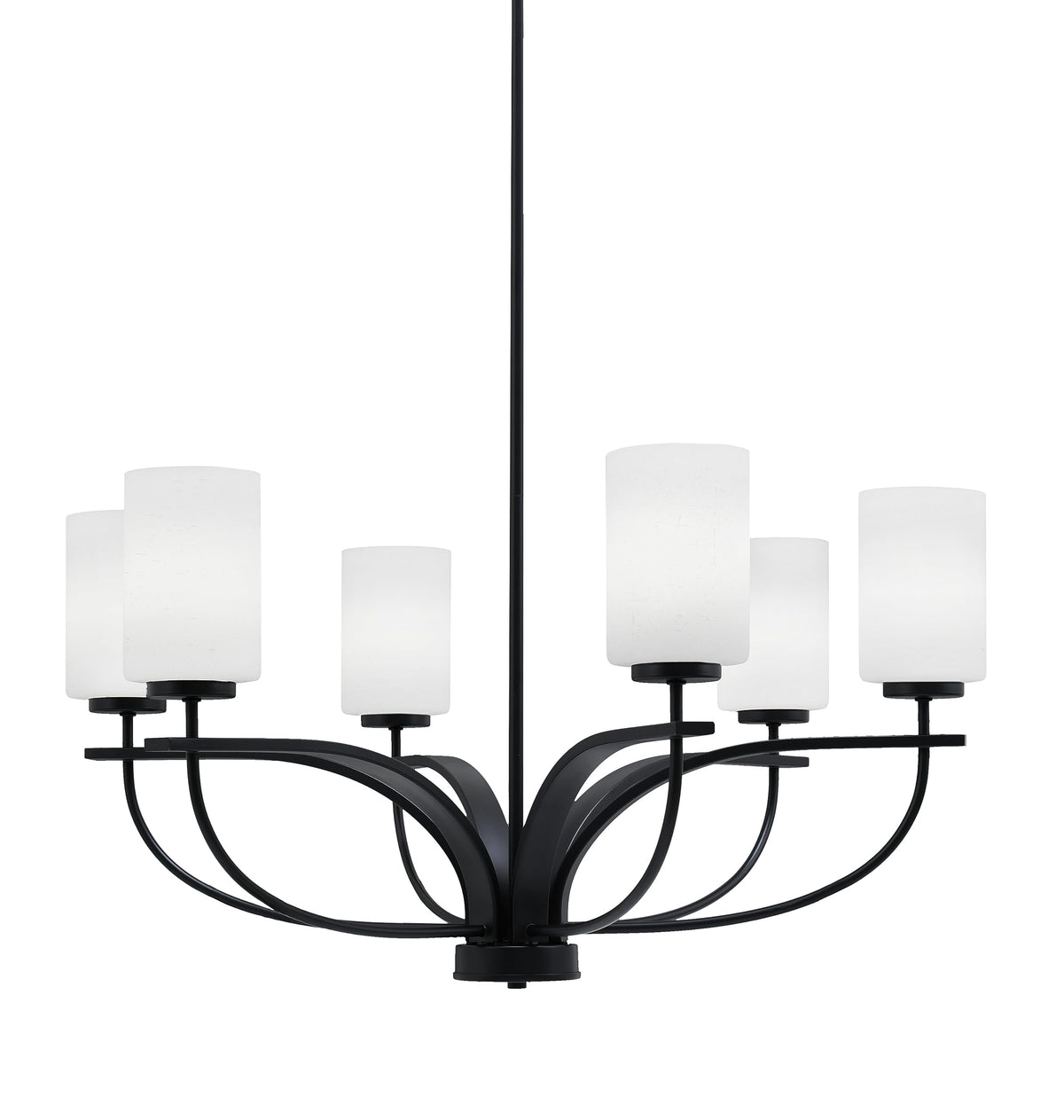 Cavella 3 Light Island Light Shown in Matte Black Finish with 12&quot; White Marble Glass