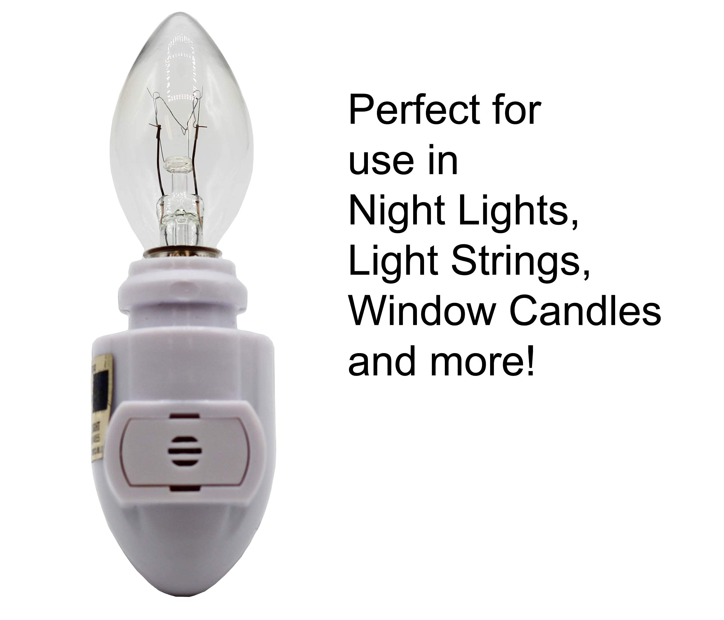 Creative Hobbies C7 Night Light Bulbs, 7 Watt, 40 Lumens, Clear Glass, E12 Base, 25 Pack