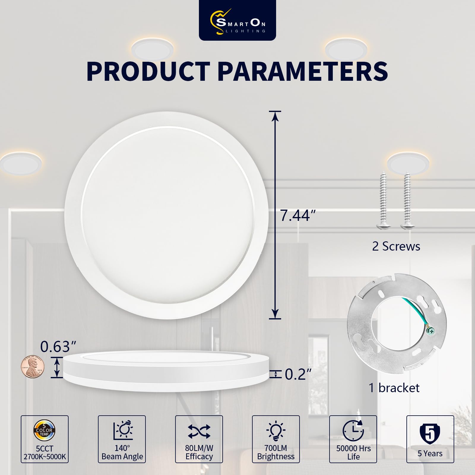 Mw 2 Pack 7 Inch Led Ceiling Light Flush Mount With Night Light, 12W, 2700K/3000K/3500K/4000K/5000K, Dimmable Led Ceiling Light