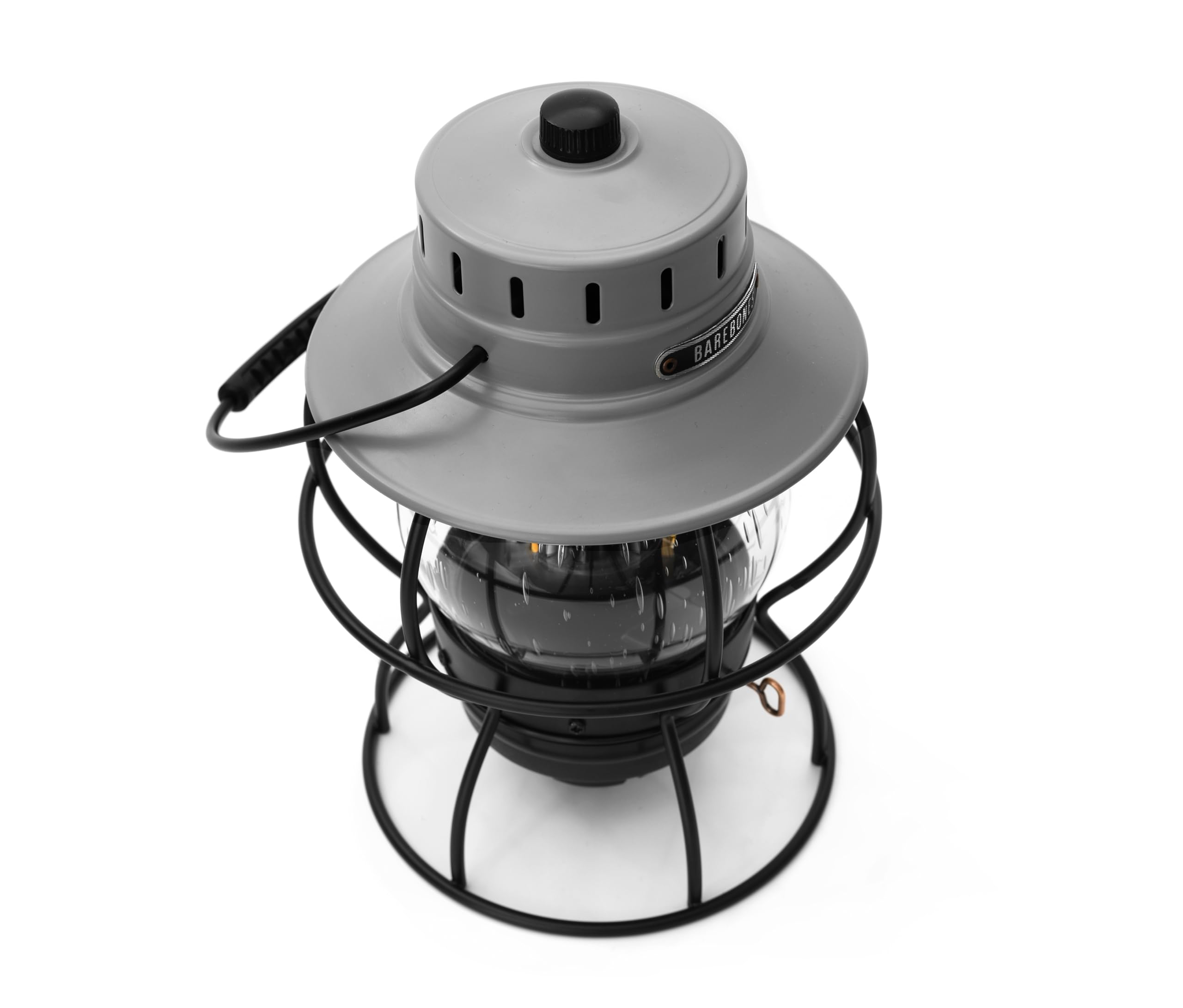 Barebones Railroad Lantern - State Gray, Vintage-Inspired Led Camping Lantern With Rechargeable Battery - Adjustable Brightness