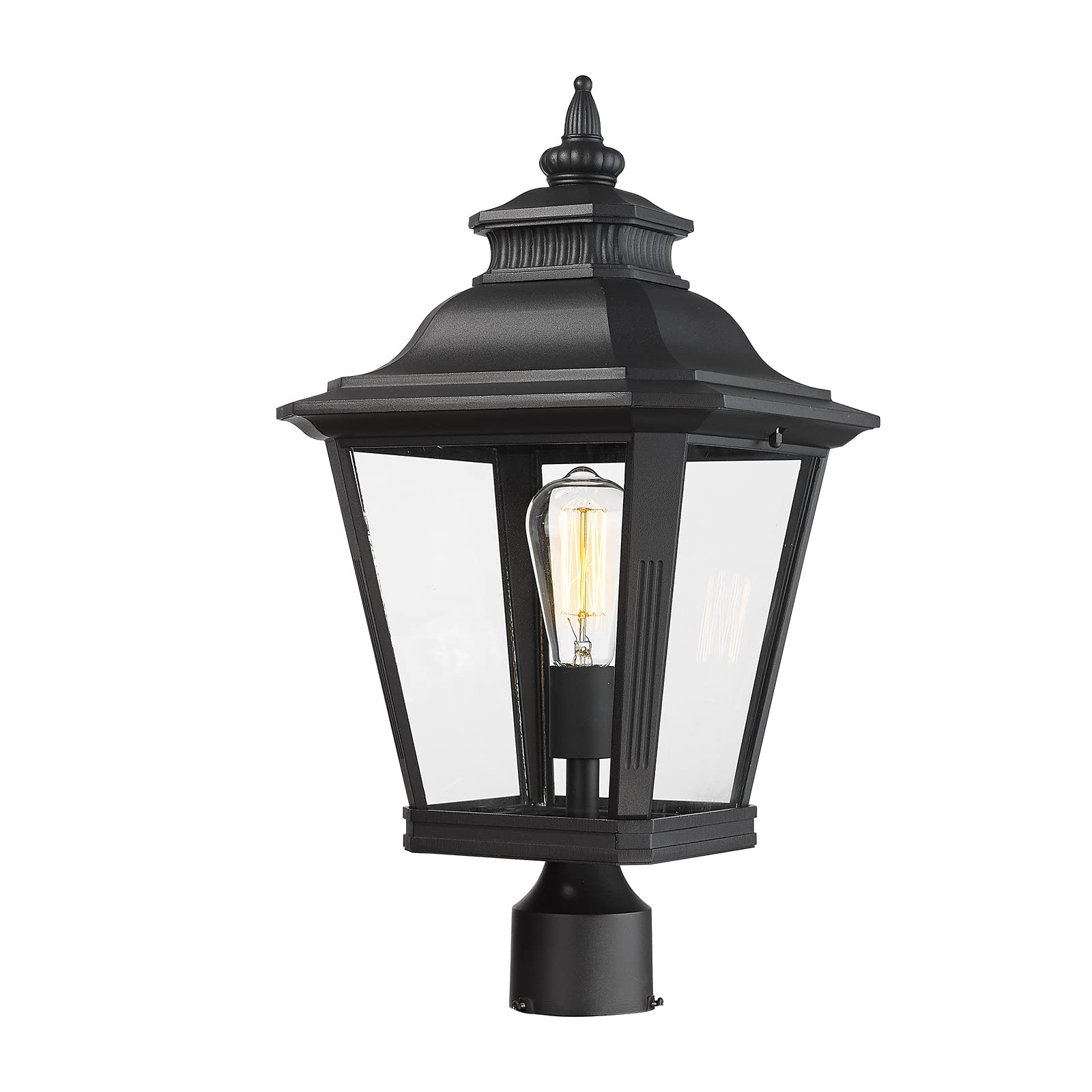 Luminzone 21'' Outdoor Post Light Fixture - Black Waterproof Aluminum For Pathway & Patio