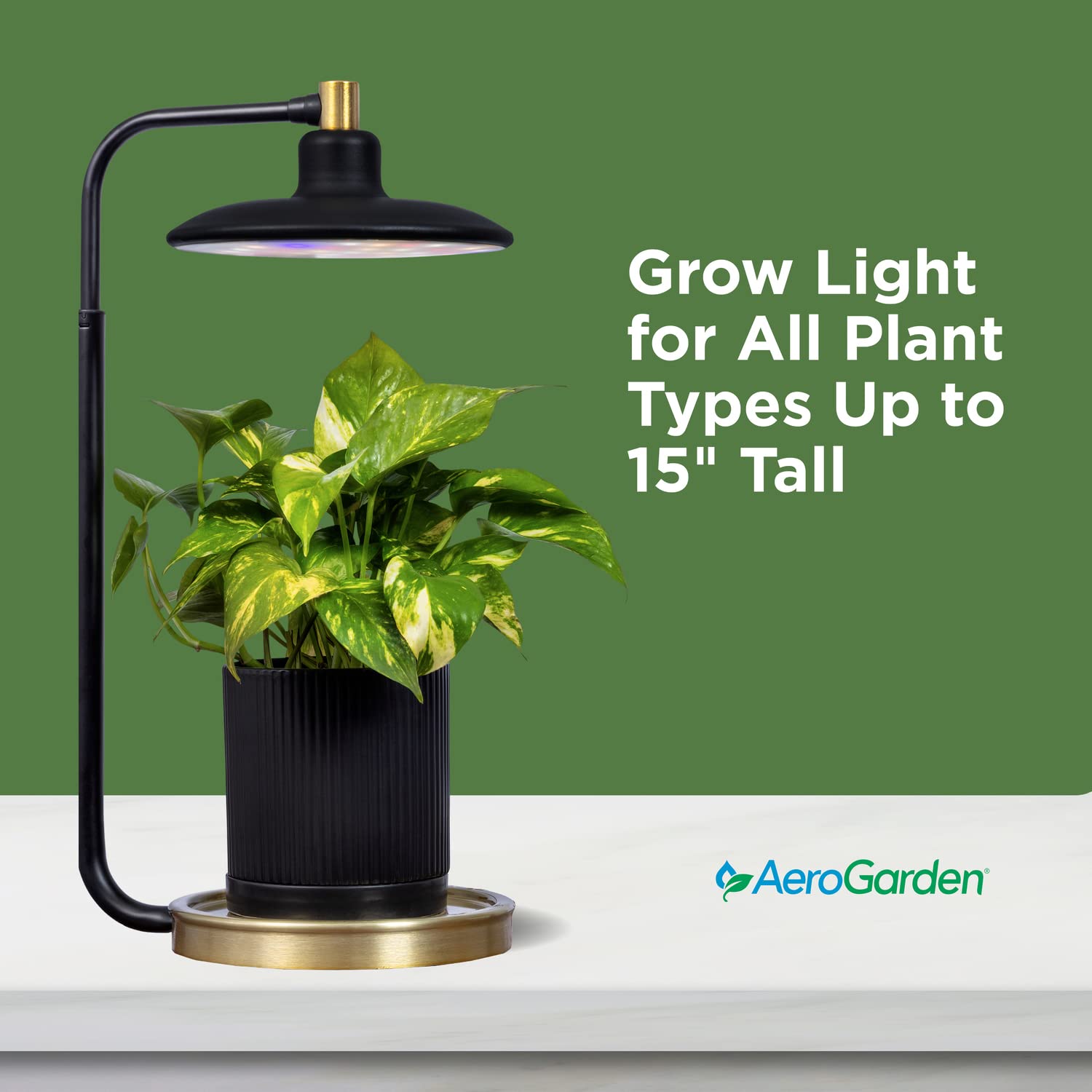 AeroGarden Tabletop Grow Light, Adjustable Light Modes, Metal, Model 980202-0100, Black