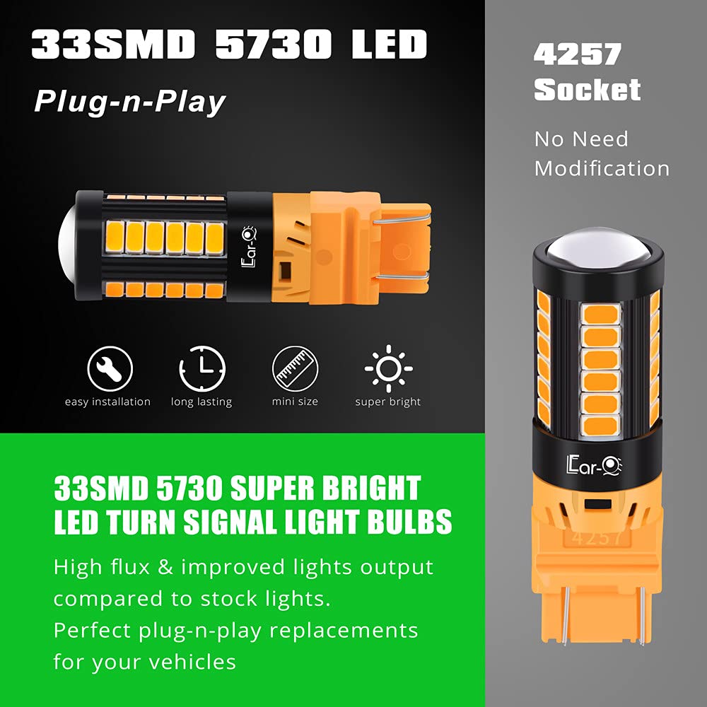 Car-Eyeq 4257 41257Na Led Bulbs, Front Turn Signal Lights Blinker/Parking Lamps 4257Nak Compatible With Ford F-150 (2019~2022),
