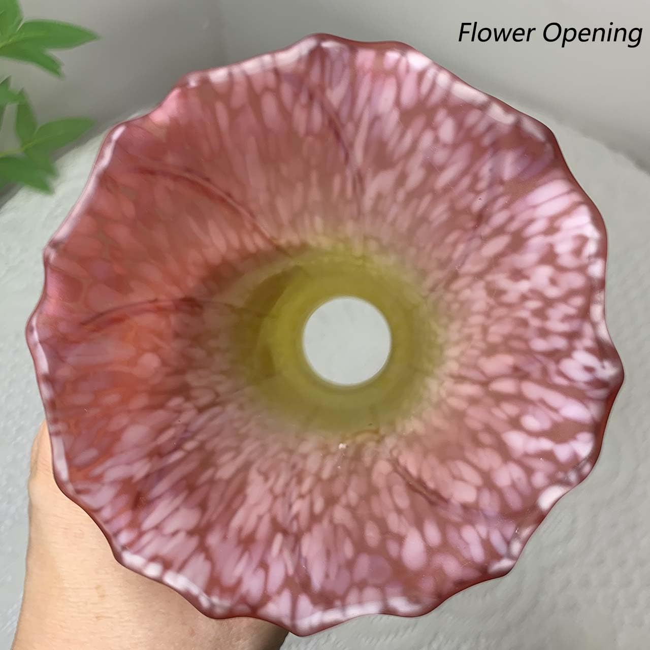 Bieye Ls16 Lily Flower Blown Glass Lampshade (Yellow Light Red, Opening I.D. 1.26'' X O.D. 1.5'')