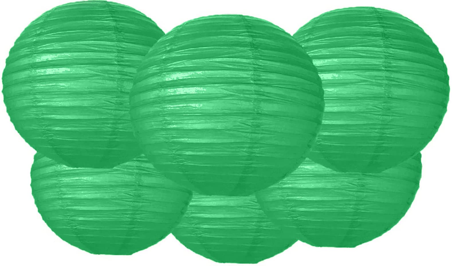 Pack Of 6 Round Paper Lanterns Lamp Wedding Birthday Party Decoration (Grass Green, 14''/35CM)