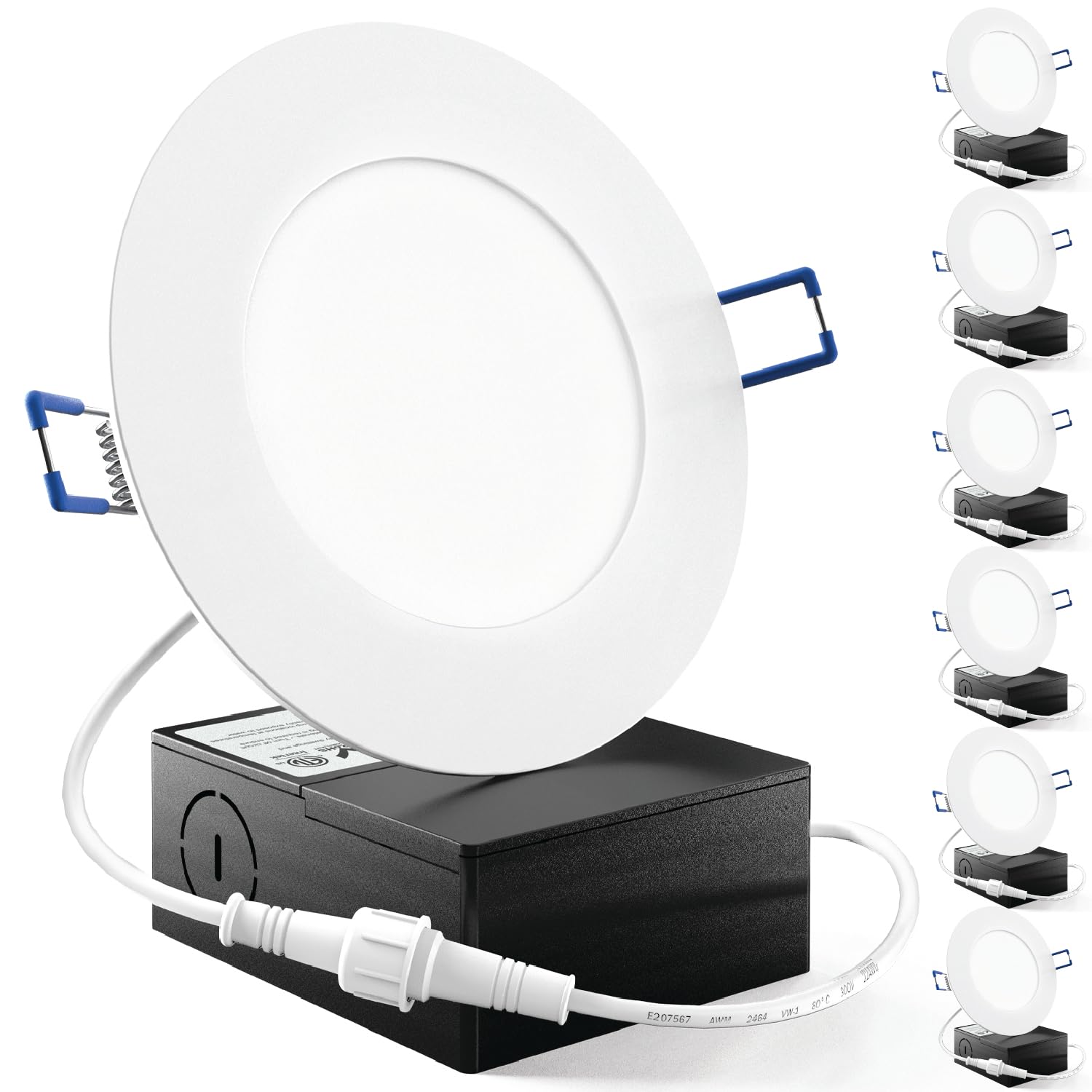 Sunco 6 Pack 4 Inch LED Recessed Lights, Slim Canless Ceiling Lighting, 650 LM, 10W (60W Equivalent), 3000K Warm White, Dimmable