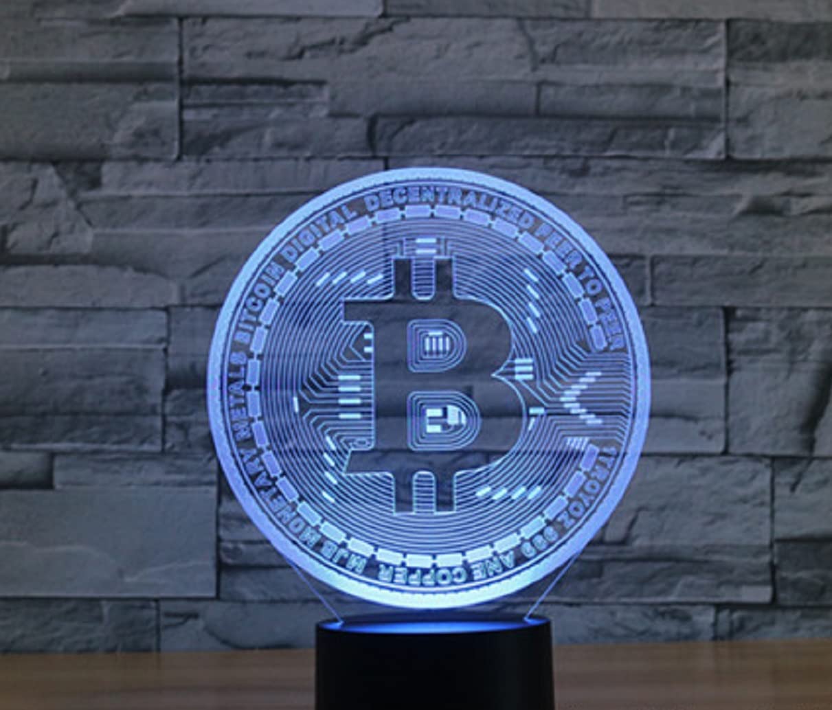 SUPERRUIDALONG 3D Bitcoin LED Table Lamp - 16 Color Night Light, Model 8008, Multicolor, Size L, Bedroom Decor, Gift for Kids