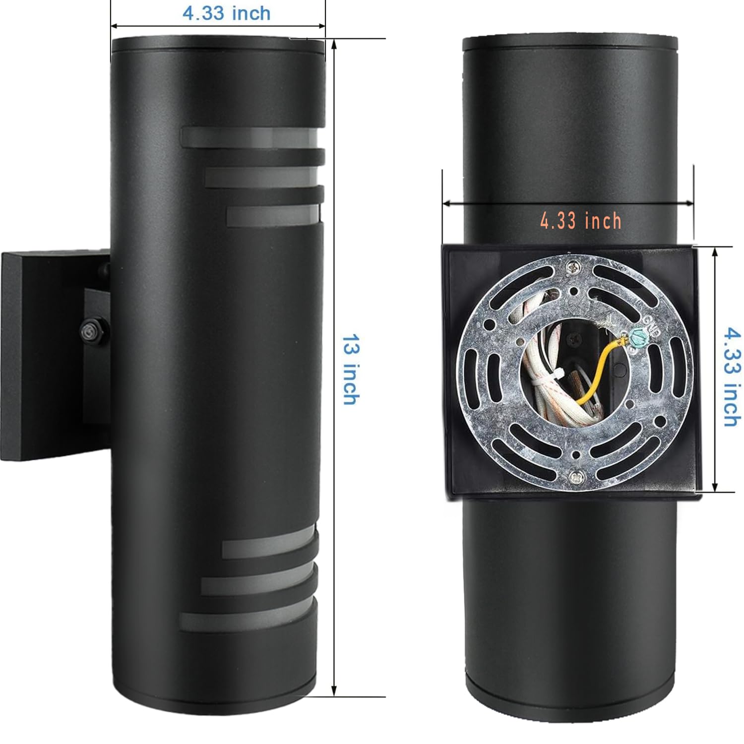 rosykite Modern Outdoor Wall Light, Dusk to Dawn Up Down Sconce, 13 Inch, Matte Black, Model K1211, Perfect for Patio and Porch