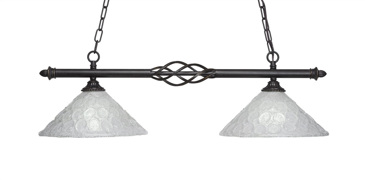 Toltec Lighting 862-DG-441 Elegante 2 Light Island Light Shown with 12&quot; Italian Bubble Glass, Dark Granite