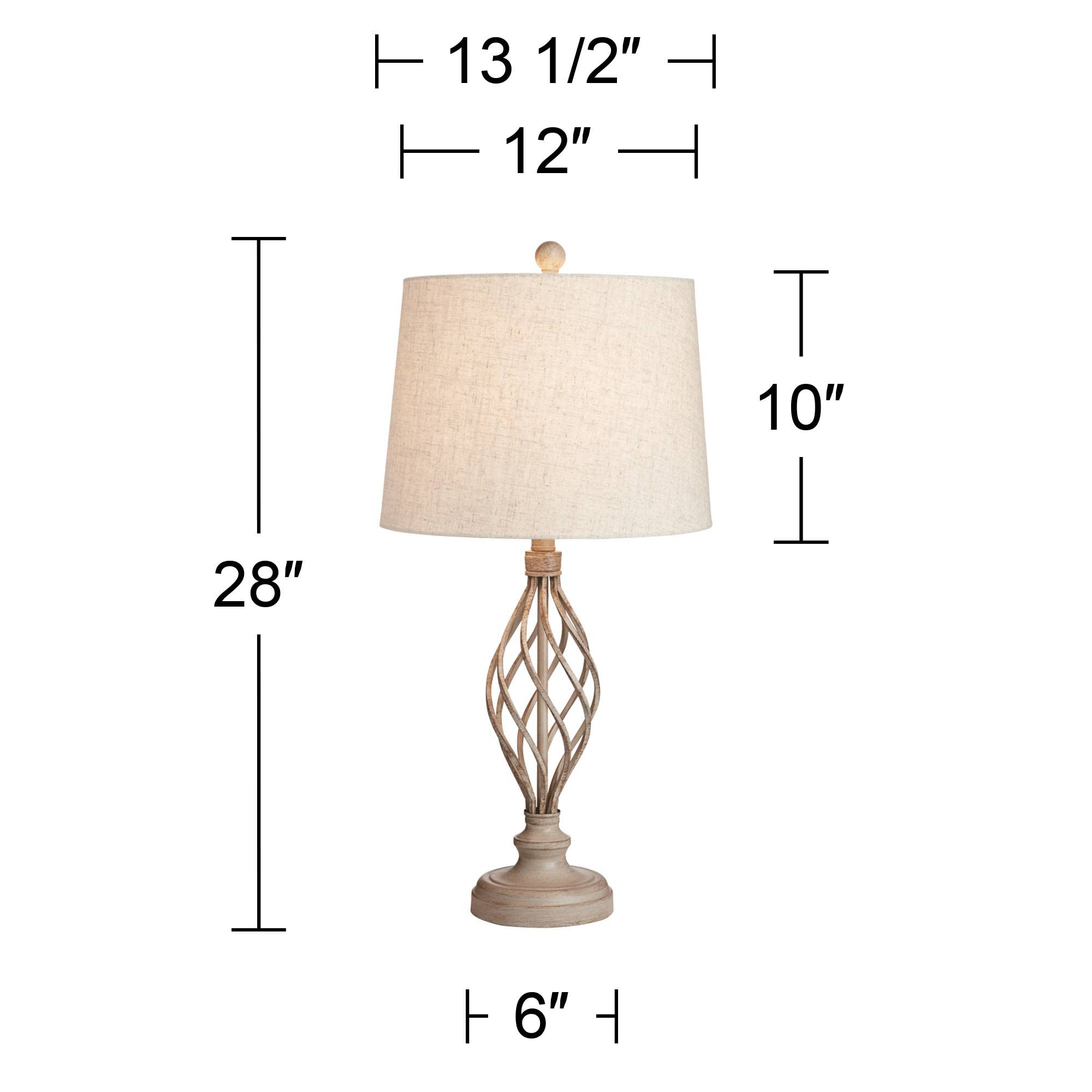 Franklin Iron Works 28" Annie Modern Industrial Table Lamps Set of 2, Weathered Sand with Cream Drum Shade for Bedroom, Living Room, Office