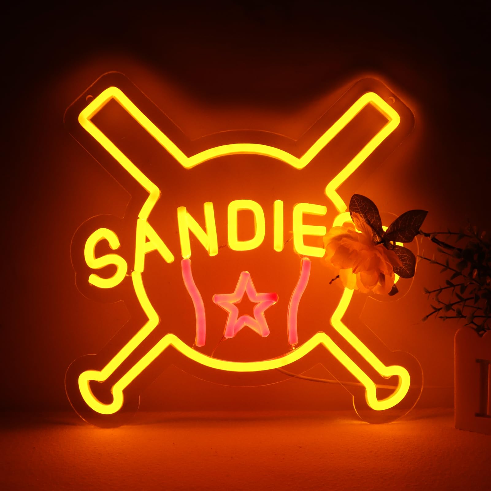 Balanar Baseball Neon Sign, LED Wall Decor for Game Room, 12.2x12.1 inches, Glass, B-Baseball Color