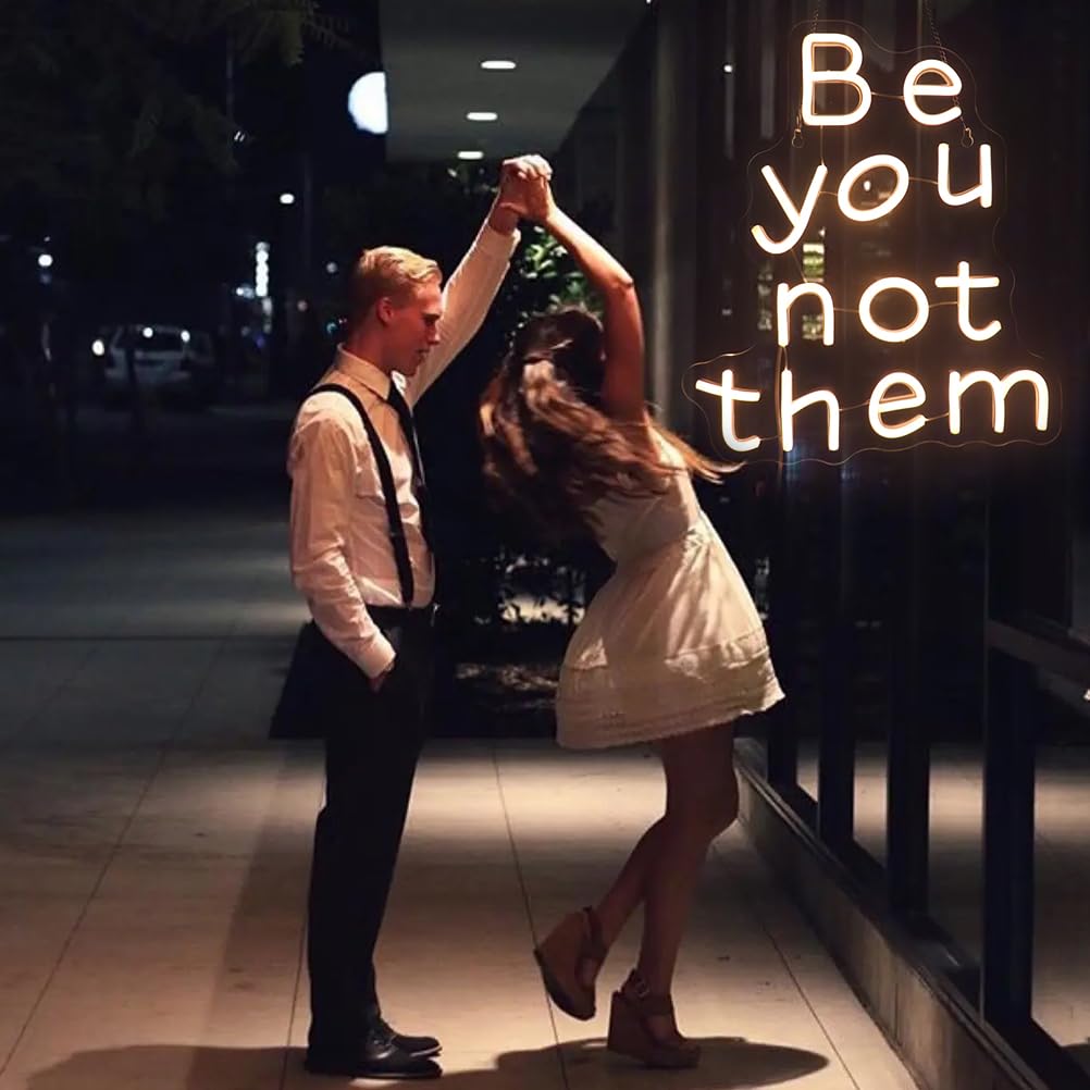 Nordstylee LED Neon Sign inBe You Not Themin Warm White Acrylic Medium with Dimmer Switch for Room Decor, Model NRLT240914017