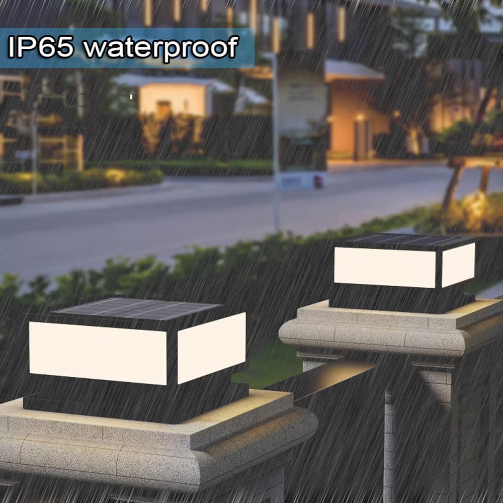 Dahgeo Solar Outdoor Column Lights With Remote Control, Ip65 Waterproof - Black, 30Cm