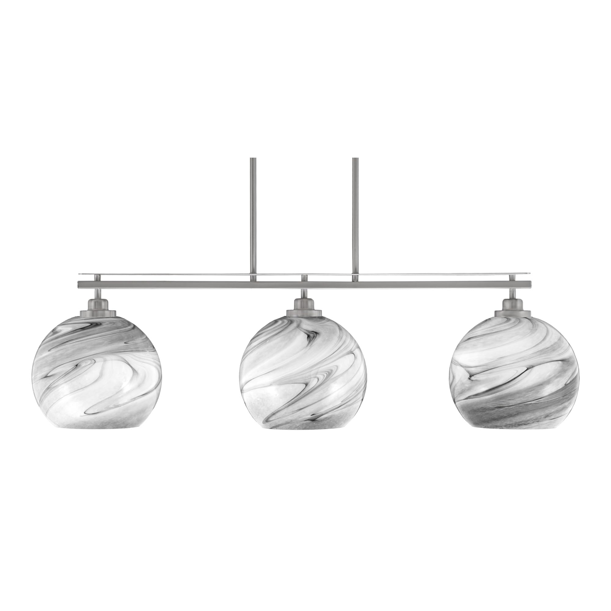 Toltec Lighting Odyssey 3 Light Island Light, Brushed Nickel Finish, 9.5in Onyx Swirl Glass
