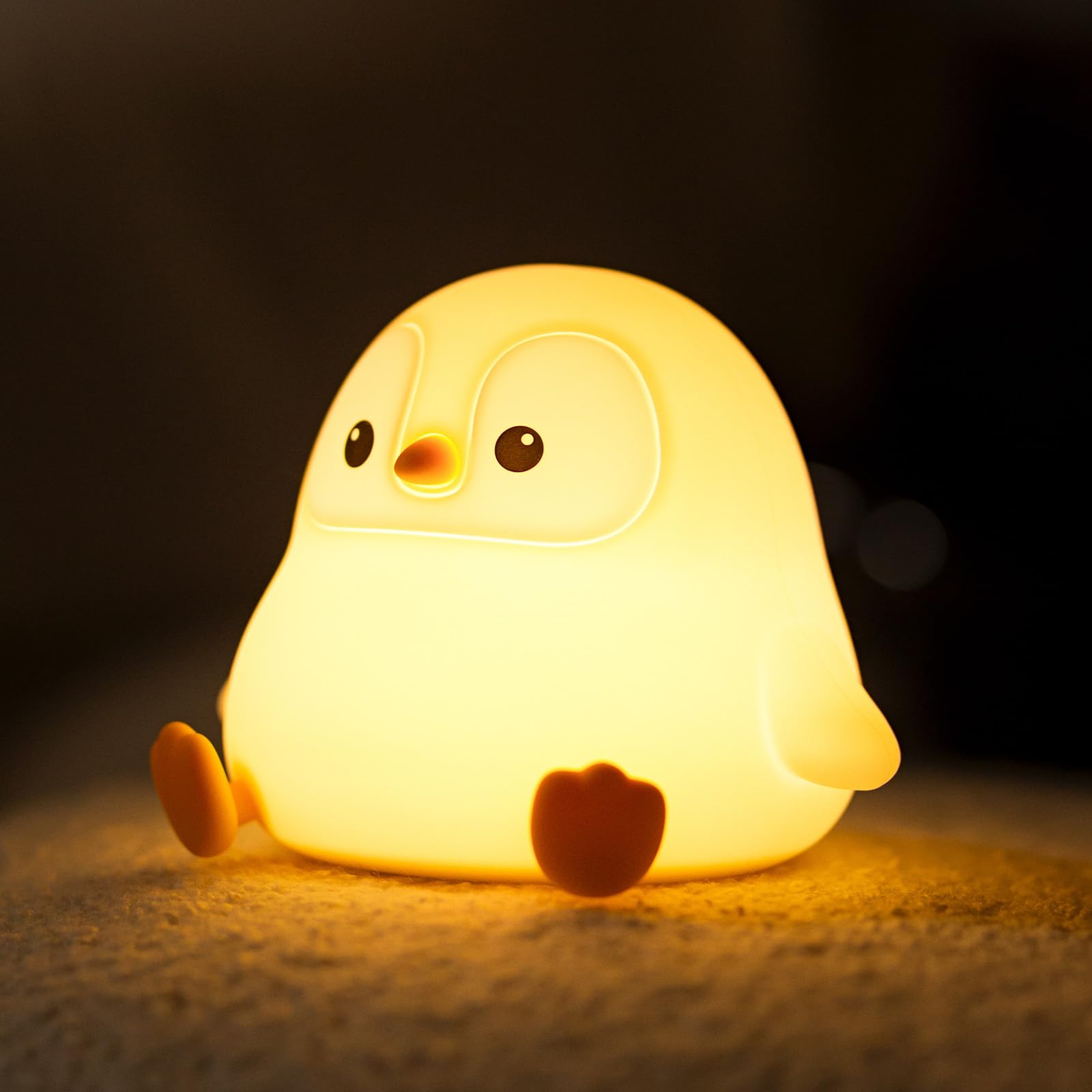 VoMii Penguin Night Light - Dimmable Silicone Lamp, 5" x 4" x 3.9", Cute Rechargeable Nursery Decor for Kids
