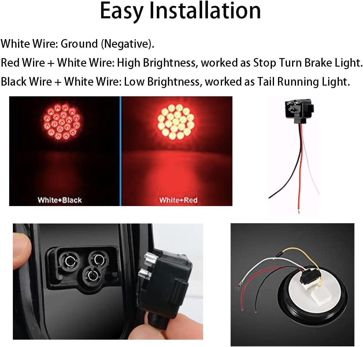 3 Wire Plug Truck Trailer Light Plug Molded 3 Prong Pigtail Harness For Stop Turn Tail Sealed Round Oval Light Brake Backup Ligh