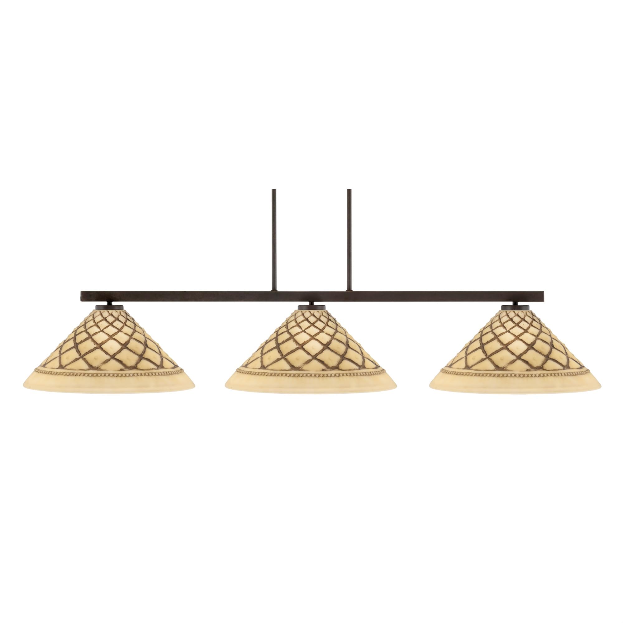 Toltec Lighting Atlas 3 Light Bar - Dark Granite Finish, 16in Chocolate Icing Glass