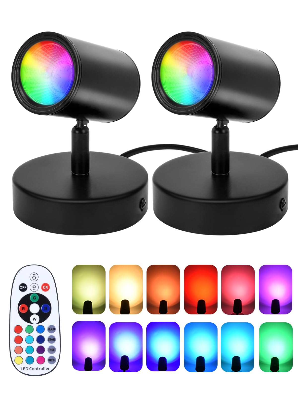 AodiYipei RGBW Indoor Spotlight 10W LED Color Changing Spotlight with Remote, 120V Christmas Up Lights Accent Spot Light with Fo