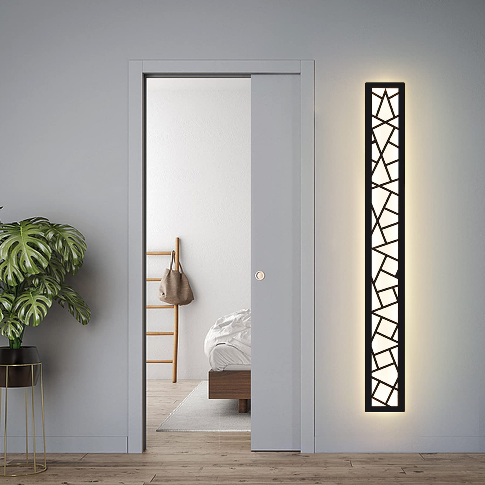 Truwella Led Wall Sconces - Waterproof 44.88&quot; Minimalist Outdoor/Indoor Lighting, Black