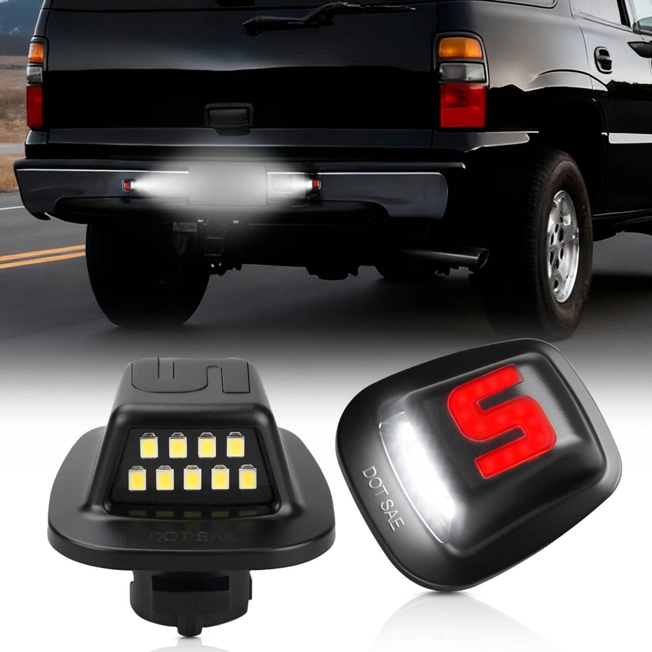 YCLL License Plate Light Assembly LED Tag Lamp Replacement Compatible with Chevy C/K Series 1988-2001,6000K,400% Brightness,2 Pa