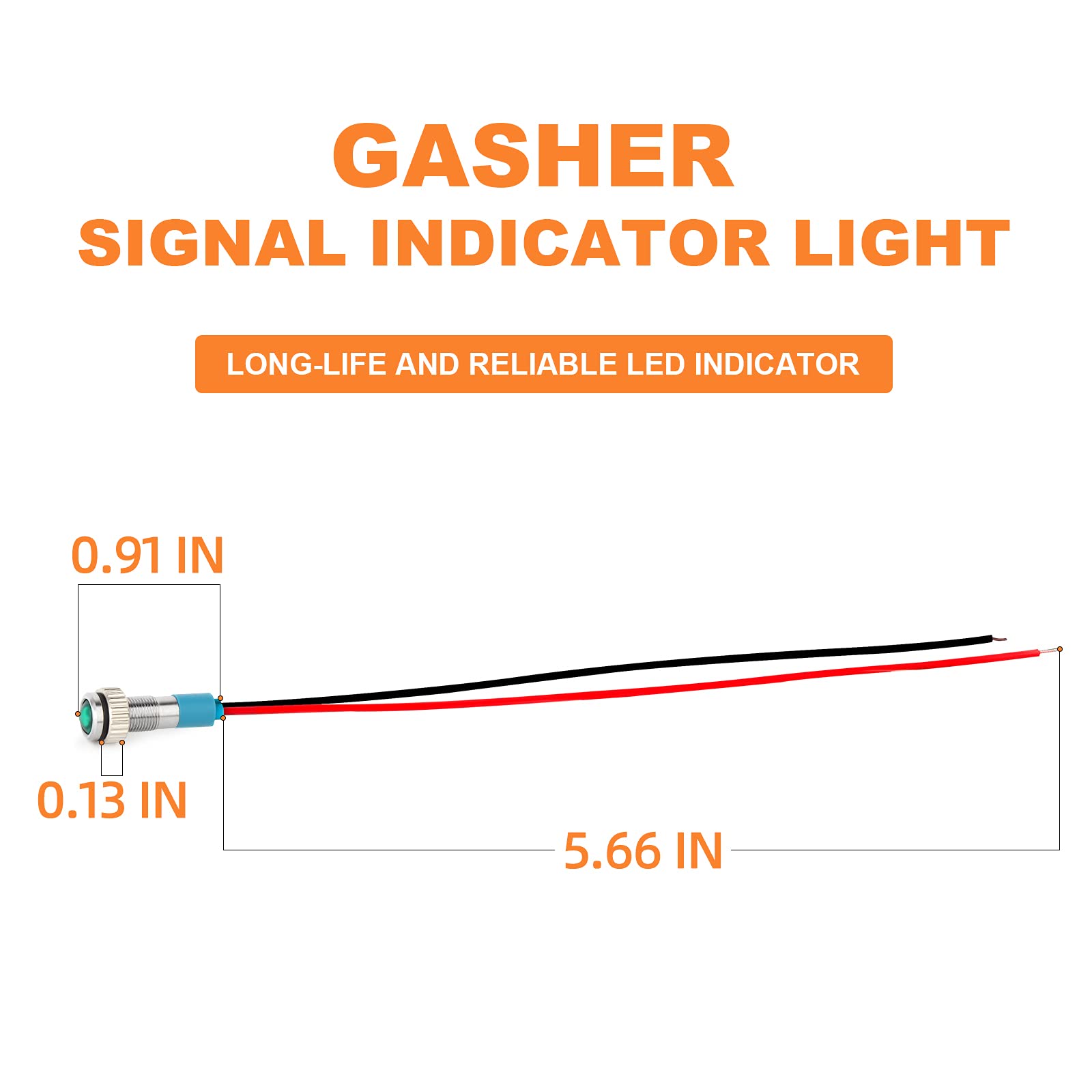 Gasher 12V/24V/110V 20Ma Energy Saving Indicator Light Mounting Hole Size 6Mm Green Yellow Red Blue White (12V) 5 Pcs