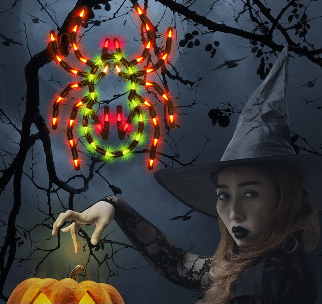 JUSTPRO Lighted Spider Halloween Window Silhouette Decoration, 12.8", Polycarbonate, Model YH-50-1/SB-F-181, Spider Light