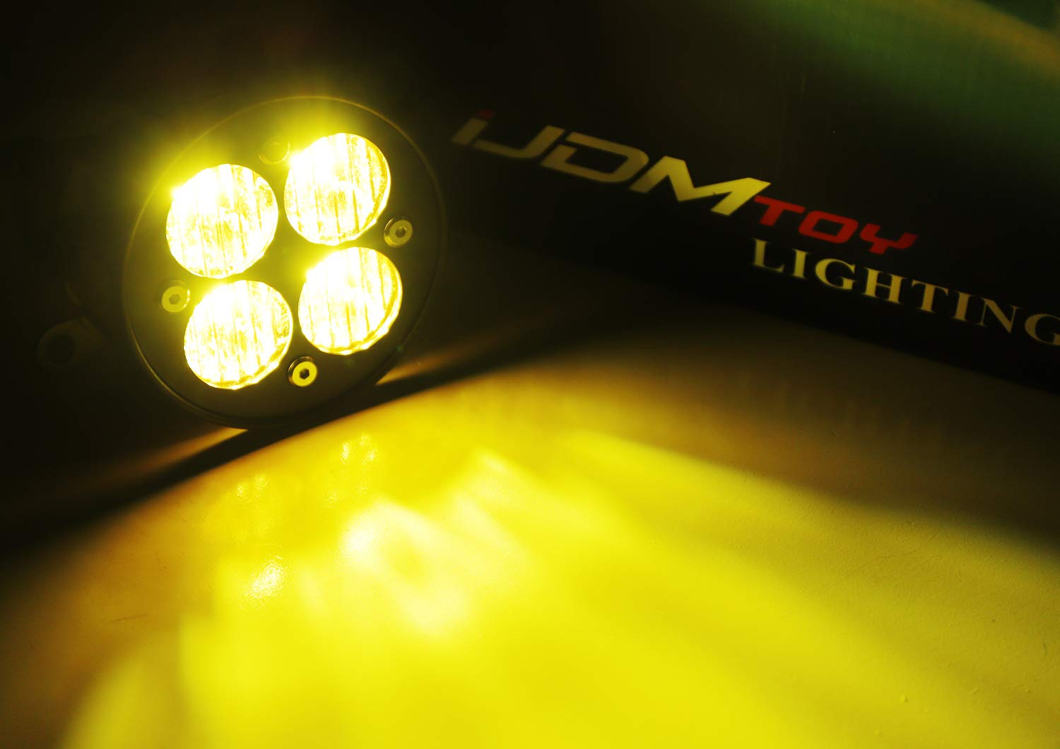 iJDMTOY Fog Driving Light Kit - 24W High Power LED, Yellow Lens, Wide Angle, Compatible with Toyota Tacoma Tundra 4Runner