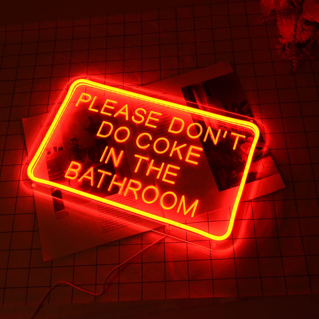 Planzo Red LED Neon Sign, USB Powered, 15.75in x 9.84in, Indoor Wall Decor, Model PL5VPleasedontRed