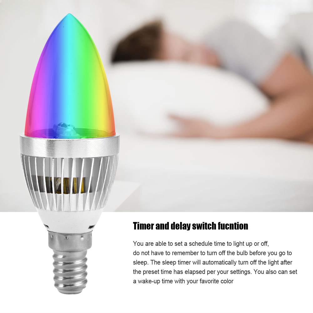 Atyhao RGB Candle Light, E14 E12 3W RGB LED Color Changing Candle Light Lamp Bulb Remote Control Kit for Corridors, Toilets, Cor