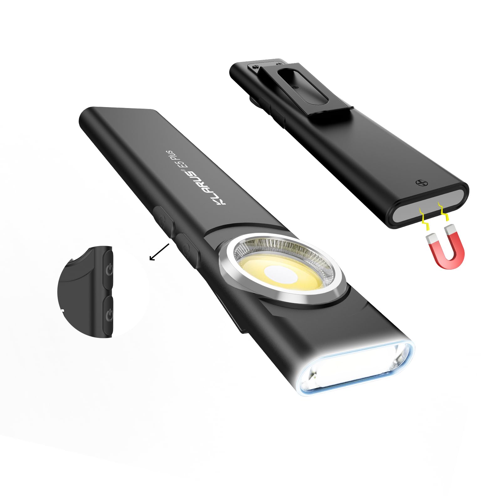 Klarus E5 Plus - Ultra-Slim Dual Switch 3-Light Sources EDC Flashlight, 650 Lumens, USB-C Rechargeable, IPX4, Magnetic Base & Cl