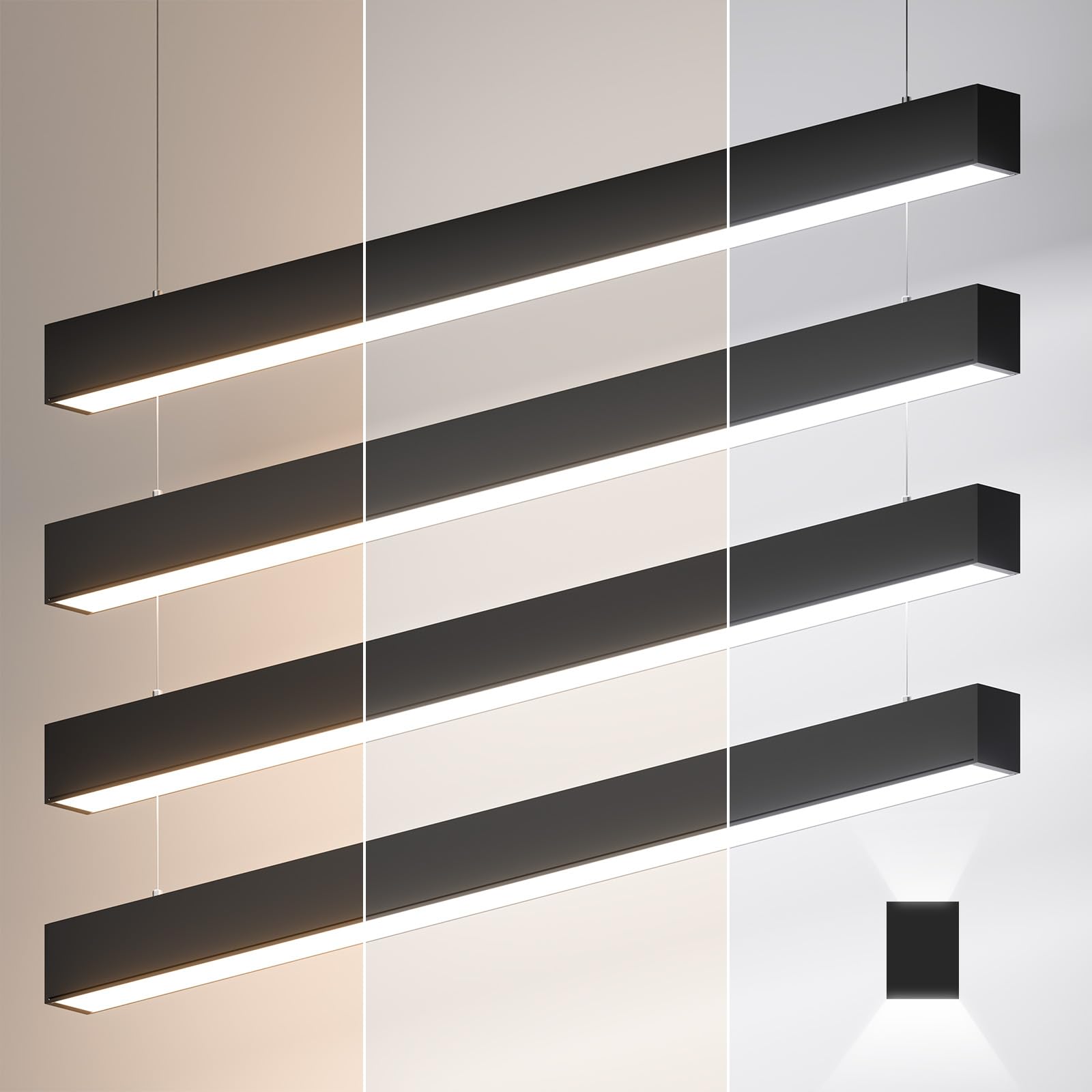 4FT LED Linear Lights 50/45/40/35/30W Up and Down Light  3000/4000/5000K 4 Feet Commercial Shop Lighting for Office Garage Basement Shop Dining Room bar  Dimmable 4 Architectural Fixture-4Pack
